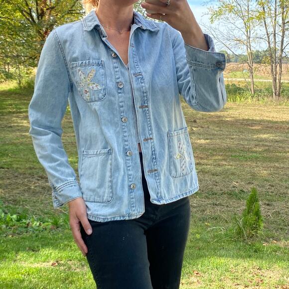 Curve Appeal floral patchwork jean jacket - Picture 1 of 7